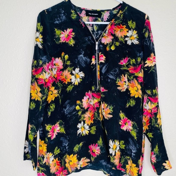 The Kooples Fireworks Floral Silk Top Black - Picture 3 of 7
